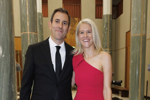 Chalmers and wife Laura at the 2022 Midwinter Ball in Canberra. 