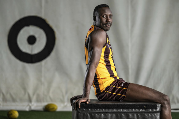 Mabior Chol, who has evolved into an important forward for Hawthorn.