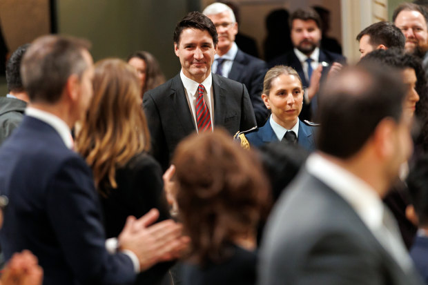 Trudeau arrives for a cabinet swearing-in ceremony in Ottawa on Friday.