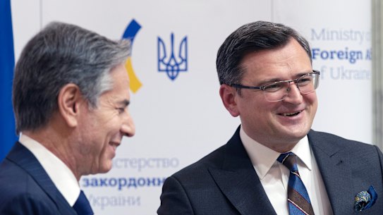 US Secretary of State Antony Blinken with the author, Ukranian Foreign Minister Dmytro Kuleba, last month.