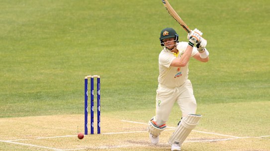Steve Smith on his way to 200 not out against the West Indies in Perth on Thursday.