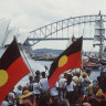 Celebrations and protest on Sydney Harbour on January 26, 1988, the year Australia marked its bicentenary.