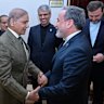 In this photo released by the Pakistan Prime Minister Office, Prime Minister Shehbaz Sharif, left, greets Iran’s Foreign Minister Abbas Araghchi before their meeting in Islamabad at the weekend.
