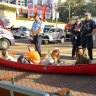 Climate change activists in canoe block Brisbane's Victoria Bridge