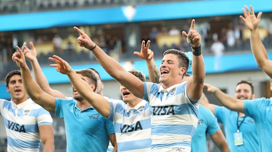 Argentina players celebrating.