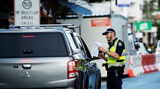 Police checkpoint in Coolangatta as the border between NSW and QLD is re-opened