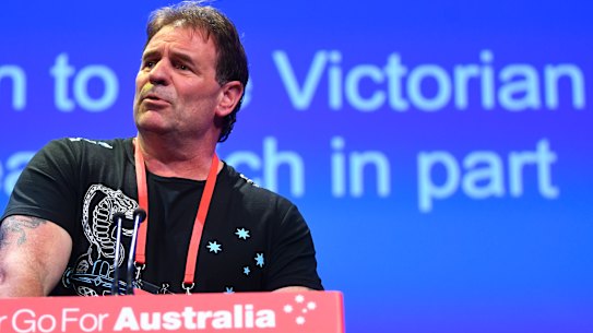 John Setka speaks to last year's Labor Party conference in Adelaide.