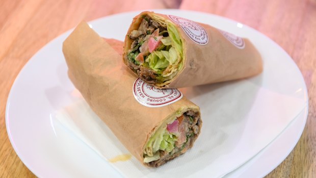 Knafeh Nabulseyeh’s chicken shawarma wrap.