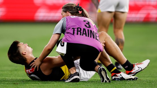 Josh Gibcus has ruptured the anterior cruciate ligament in his right knee, in a devastating blow to the young Tiger.