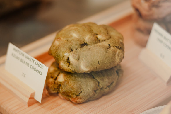 Matcha white chocolate azuki bean cookies.