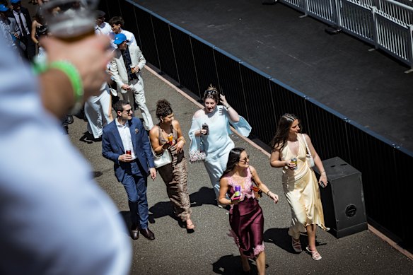Racegoers enjoying 2026 Caulfield Cup, Caulfield.