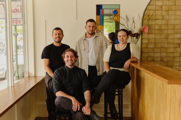 The Sunhands team (from left) head chef Pat Drapac and co-owners Matt Roberts, Nathen Doyle and Ishella Butler.