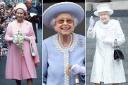 The Jubilee uniform: The Queen wearing a Sir Hardy Amies dress and coat with Frederick Fox hat at the Silver Jubilee Service of Thanksgiving in 1977; at Trooping the Colour for her Platinum Jubilee in an outfit by Angela Kelly; at the Service of Thanksgiving in 2012 wearing a pale turquoise ensemble by Angela Kelly. 