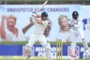 Travis Head in action on day two of the first Test against Sri Lanka.