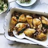 Food. Neil Perry's Spanish chicken with garlic and fresh bay leaves.
SMH GOOD WEEKEND Picture by WILLIAM MEPPEM
GW150411 SpanishÂ ChickenÂ garlicÂ andÂ bayÂ leaves
Neil Perry
William Meppem photog
