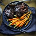 Neil Perry’s braised beef cheeks with baby carrots.