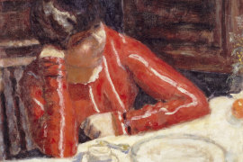 Pierre Bonnard, The red blouse (Marthe Bonnard), 1925 (detail).