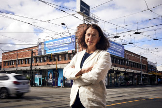 Independent candidate for Kooyong Monique Ryan at Camberwell Junction.