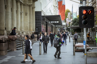 Foot traffic in Bourke Street Mall was higher on Wednesday than in the previous four weeks. 