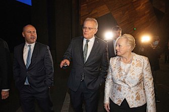Prime Minister Scott Morrison arriving at this morningâs Victorian Chamber of Commerce and Industry breakfast. 