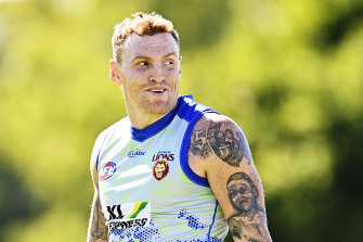 Mitch Robinson has a laugh at training on Tuesday.
