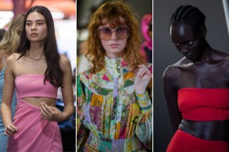 Ditch the black. Bold colours, prints and patchwork make the new season cut with models backstage at rehearsals for the opening show of the Melbourne Fashion Festival at the Queen Victoria Markets.