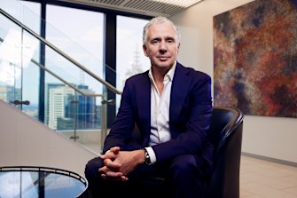 Andy Penn, CEO of Telstra in his Melbourne office on the 2nd of August 2022. AFR