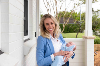Georgia Ryburn, pictured with her five-week-old baby Harvey, is among a wave of women elected to local councils for the Liberals.