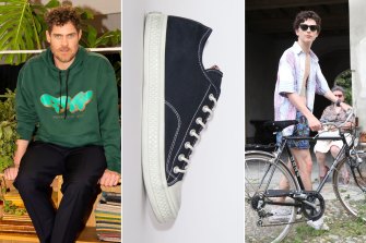 Interior Designer David Flack is wearing Acne sneakers and emulating the eighties attitude of ‘Call Me By Your Name’.