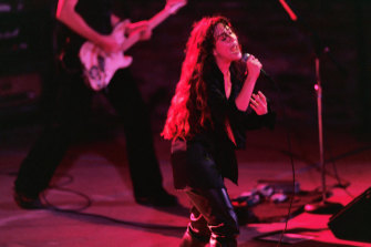 Alanis Morissette on stage in California in 1995.
