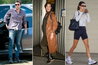 From dad sneaker to supermodel sneaker. Actor Ben Affleck wearing New Balance sneakers in 2013. Supermodels Shalom Harlow and Kendall Jenner in New Balance sneakers this year.
