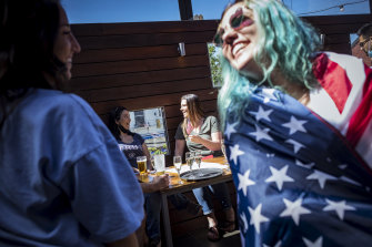 American citizens from the Victorian chapter of Democrats Abroad gathered at South Yarra's Arcadia Hotel on Sunday to celebrate President-elect Joe Biden's win.