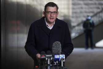Victorian Premier Daniel Andrews at Sunday’s press conference.