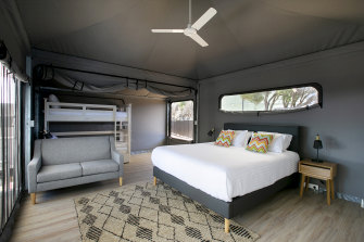 One of the glamping tents at Discovery Rottnest Island. 