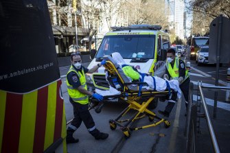 Four people were injured during a workplace accident on Bourke Street on Thursday morning,