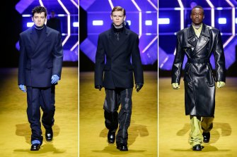 ‘Sex Education’ actor Asa Butterfield, ‘Love Actually’ star Thomas Brodie-Sangster and ‘Moonlight’ actor Ashton Sanders on the Prada runway.