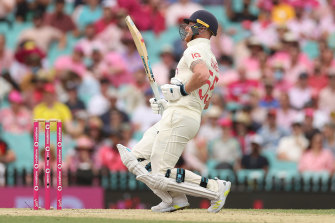 Ben Stokes feels the pain during his half-century at the SCG.