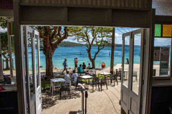 The view of the beach from The Nielsen cafe and restaurant.
