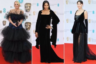 Rebel Wilson in Giambattista Valli, Naomi Campbell in Burberry and Millie Bobby Brown in Louis Vuitton at the BAFTAS.