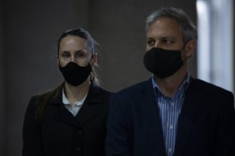 Professor Brett Sutton (right) and acting COVID-19 response commander Naomi Bromley.