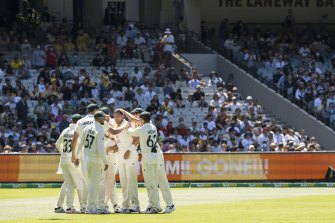 The MCG crowd was raucous in supporting Victorian Scott Boland, who was mobbed by teammates after the last of his six wickets. 
