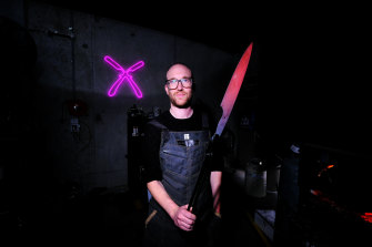 Bladesmith Aiden MacKinnon teaches knife making courses at Cut Throat Knives in Melbourne.