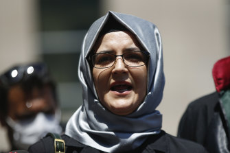 Hatice Cengiz, the fiancee of slain Saudi journalist Jamal Khashoggi, who Amnesty say was hacked by Pegasus spyware.