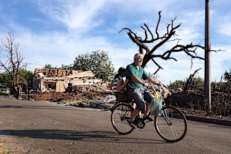 The aftermath of Russian missile strike in Druzhkivka, Ukraine, on Monday.