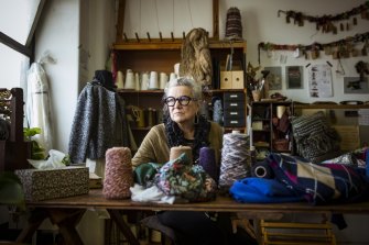 Creative village: handweaver Mary Burgess in her Nicholas Building studio.