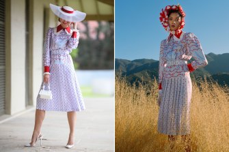Fashions on Your Front Lawn womenswear winner in Rodarte and the dress featured in the US labelâ€™s spring 2021 campaign.