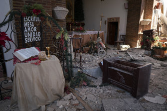 Parroquia Inmaculada Concepción church was heavily damaged after a 6.4 earthquake hit.