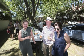 Sharon, Simon and Ros, enjoying a drink and some food in St Kilda West on Melbourne Cup day.