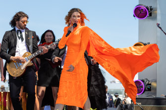 Delta Goodremâ€™s second Mariam Seddiq outift at the Melbourne Cup delivered the appopriate level of camp to spectators.