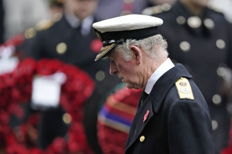 Prince Charles attends the Remembrance Sunday service at the Cenotaph, in Whitehall, London.